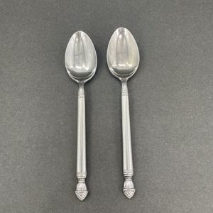Royal Royale Pine Stainless Flatware Japan Pinecone Set of 2 Teaspoons 6.25 in